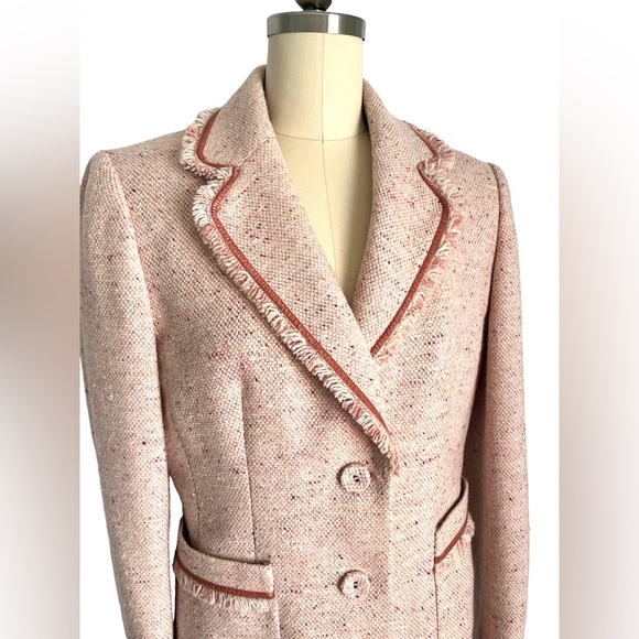 Chanel Style Classic Tweed Blazer At Studio Pale Pink Fringed Fully Lined 8 - Picture 2 of 7